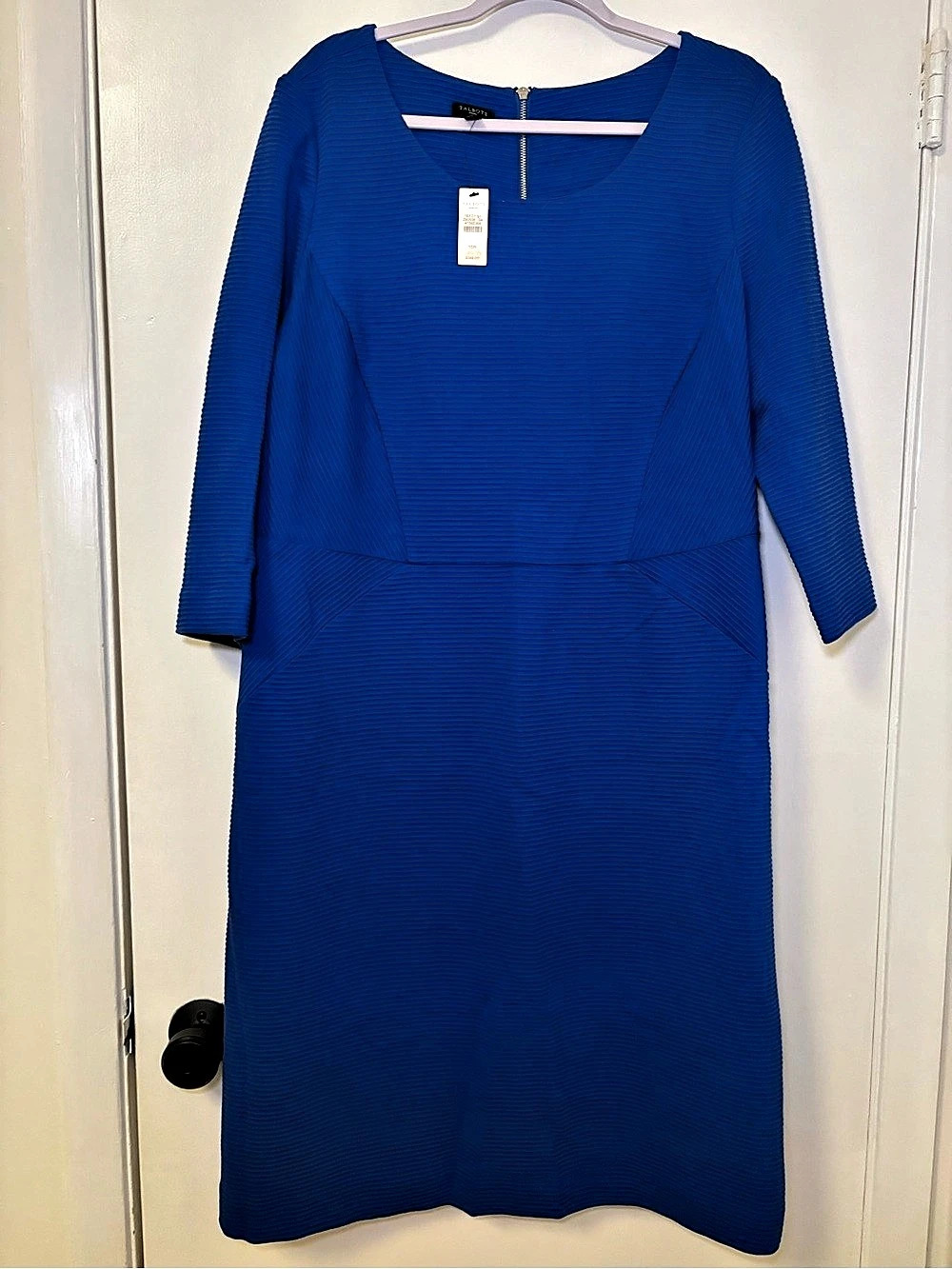 Talbots Woman Cobalt Blue Ribbed Sheath Dress Size 16W New With Tags